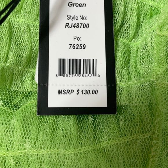 Romeo and Juliet Sheer Lace Tulle Neon Green Top - Picture 5 of 5